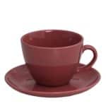ESSENTIALS PORCELAIN CUP AND SAUCER 35CL POMEGRANATE ESPIEL