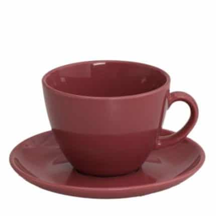 ESSENTIALS PORCELAIN CUP AND SAUCER 35CL POMEGRANATE ESPIEL