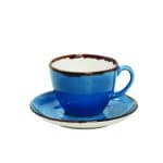 VINTAGE TERRA BLUE CUP AND SAUCER CAPUCCINO 35CL ESPIEL