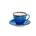 VINTAGE TERRA BLUE CUP AND SAUCER CAPUCCINO 22CL ESPIEL