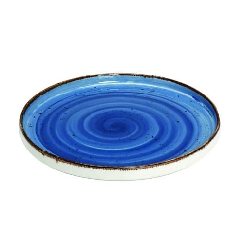 CRO-ESP-TLF131K4.jpg VINTAGE TERRA BLUE STEP DINNER PLATE 27CM ESPIEL - Image 1