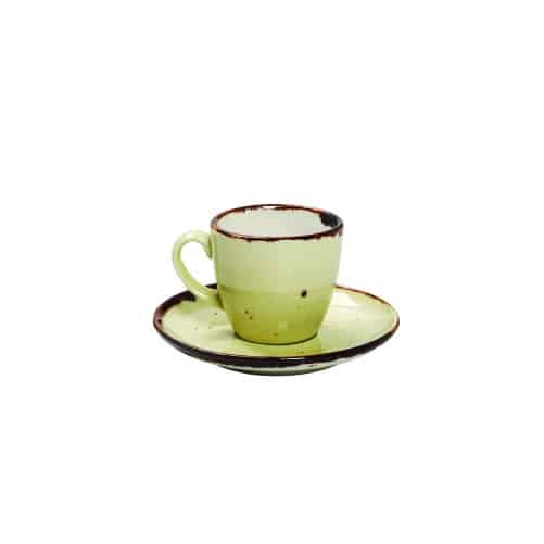 CRO-ESP-TLH112K6.jpg VINTAGE TERRA LIGHT GREEN ESPRESSO CUP AND SAUCER 9CL ESPIEL - Image 1