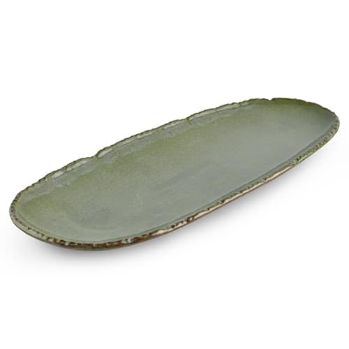 CRO-F2D-614226.jpg REACTIVE FILO OPAL SERVING DISH OVAL 34X14.5X2.5CM GREEN F2D - Image 1