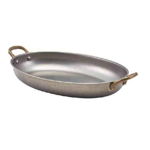CRO-GTS-53-978.jpg BY ORDER SERVING PAN OVAL TWO HANDLES 30X21X4CM INOX VINTAGE MAT GTSA - Image 1