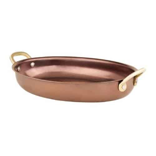 CRO-GTS-53-985.jpg BY ORDER SERVING PAN OVAL TWO HANDLES 30X21X4CM INOX COPPER GTSA - Image 1