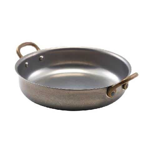 CRO-GTS-53-989.jpg BY ORDER SERVING PAN ROUND TWO HANDLES 16X4CM INOX VINTAGE MAT GTSA - Image 1