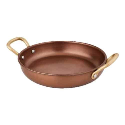 CRO-GTS-53-996.jpg BY ORDER SERVING PAN ROUND TWO HANDLES 20X5CM INOX COPPER GTSA - Image 1