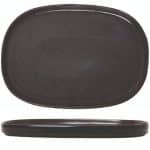 BY ORDER MIDNIGHT MAT BLACK STEP OVAL PLATTER 26X18CM GTSA