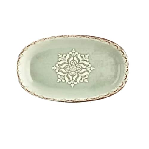 CRO-GTS-68-31034.jpg BYBONE VITRIFIED PORCELAIN TINTA ROME PLATE OVAL 29X17.5CM - Image 1