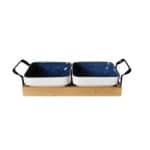 BY ORDER PRESTIGE VYTHOS 2 SQUARE BOWLS 10CM WITH WOOD BASE SET GTSA