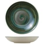 VITRIFIED PORCELAIN COUP PLATE DEEP ROUND 28CM AVOCADO HEART SOUL by BAUSCHER GERMANY