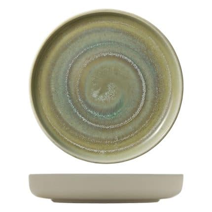 VITRIFIED PORCELAIN PLATE FLAT HIGH RIM 21CM THYME HEART SOUL by BAUSCHER GERMANY