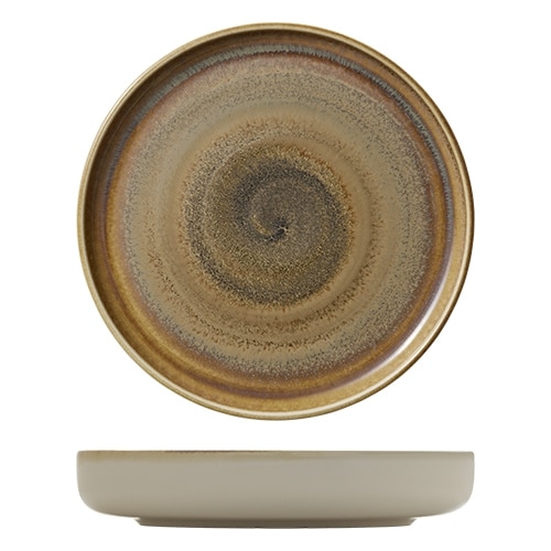 CRO-HAS-011827-000102.jpg VITRIFIED PORCELAIN PLATE DEEP FLAT HIGH RIM 27CM CUMIN HEART SOUL by BAUSCHER GERMANY - Image 1