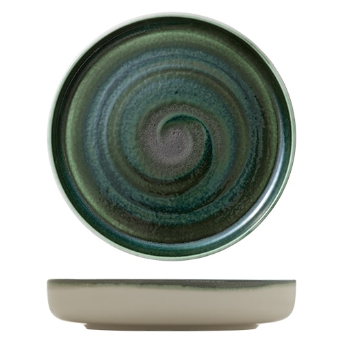 CRO-HAS-011827-000103.jpg VITRIFIED PORCELAIN PLATE DEEP FLAT HIGH RIM 27CM AVOCADO HEART SOUL by BAUSCHER GERMANY - Image 1