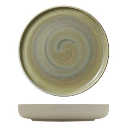 VITRIFIED PORCELAIN PLATE DEEP FLAT HIGH RIM 27CM THYME HEART SOUL by BAUSCHER GERMANY