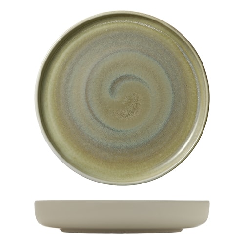 CRO-HAS-011827-000104.jpg VITRIFIED PORCELAIN PLATE DEEP FLAT HIGH RIM 27CM THYME HEART SOUL by BAUSCHER GERMANY - Image 1