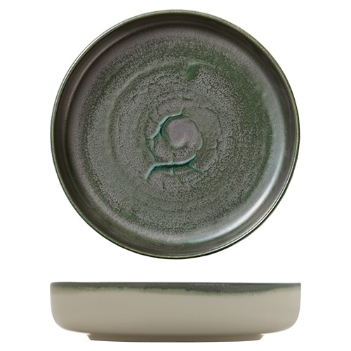 CRO-HAS-011924-000103.jpg BY ORDER VITRIFIED PORCELAIN PLATE DEEP FLAT HIGH RIM 24CM AVOCADO HEART SOUL by BAUSCHER GERMANY - Image 1