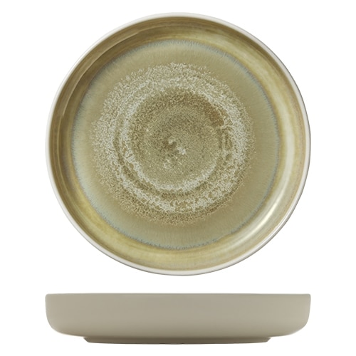 CRO-HAS-011924-000104.jpg VITRIFIED PORCELAIN PLATE DEEP FLAT HIGH RIM 24CM THYME HEART SOUL by BAUSCHER GERMANY - Image 1