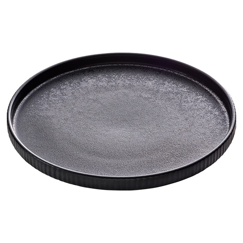 CRO-PLA-701127191021090.jpg NARA BLACK RELIEF PLATE FLAT ROUND 21CM PLAYGROUND - Image 1