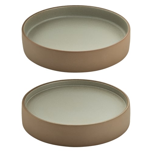 CRO-PLA-701182191101791.jpg BY ORDER ARTISAN BEIGE GREY 2IN1 PLATE FLAT DEEP 21CM PLAYGROUND - Image 1