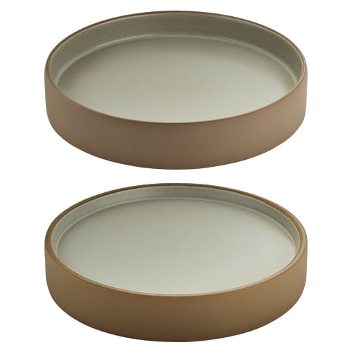 CRO-PLA-701182491101791.jpg BY ORDER ARTISAN BEIGE GREY 2IN1 PLATE FLAT DEEP 24CM PLAYGROUND - Image 1