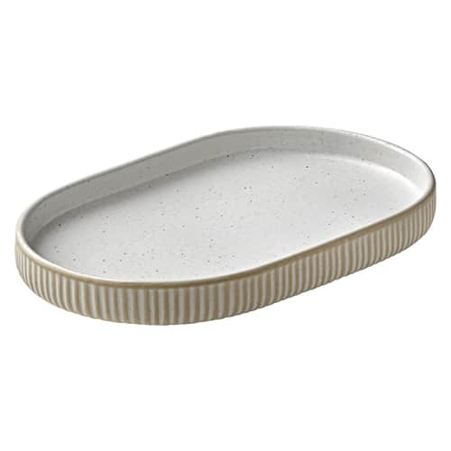 CRO-PLA-701206891000582.jpg BY ORDER NARA WHITE PLATTER OVAL COUPE RELIEF 18X11CM PLAYGROUND - Image 1