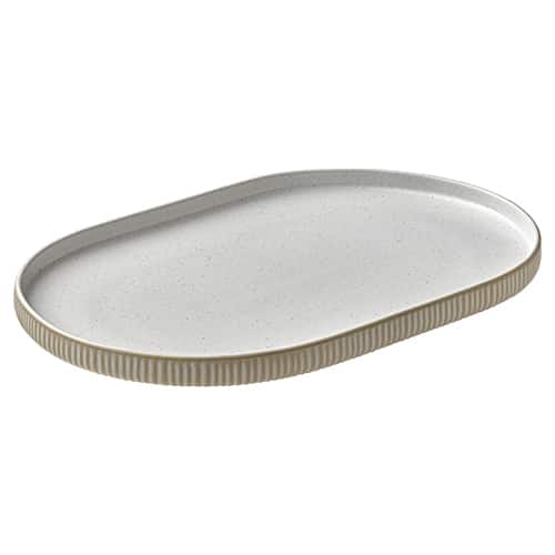 CRO-PLA-701208091000582.jpg BY ORDER NARA RELIEF WHITE PLATTER OVAL COUP 30X20X2.4CM PLAYGROUND - Image 1