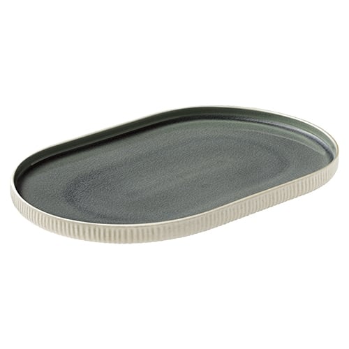 CRO-PLA-701208091016151.jpg NARA RELIEF GREY PLATTER OVAL COUP 30X20X2.4CM PLAYGROUND - Image 1