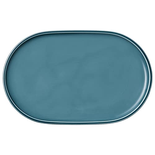 CRO-SCH-252230E.jpg BY ORDER SHIRO GLAZE COMPANION PETROL BLUE OVAL PLATTER COUPE 30X19.4CM SCHONWALD GERMANY - Image 1