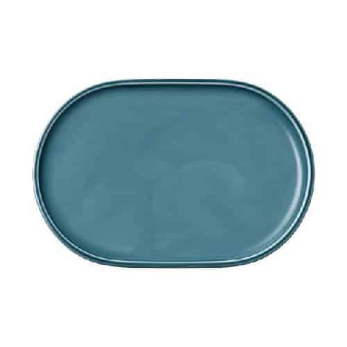 CRO-SCH-252236E.jpg BY ORDER SHIRO GLAZE COMPANION PETROL BLUE PLATTER OVAL COUP 36X24CM SCHONWALD GERMANY - Image 1