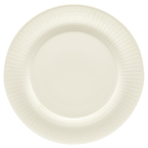 CRO-SCH-340066.jpg BY ORDER GENERATION DURACREAM PLATE FLAT ROUND WITH RIM EMBOSSED 16CM SCHONWALD GERMANY - Image 1