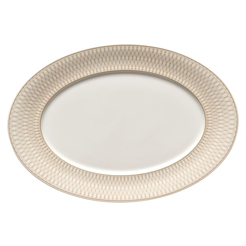 CRO-SCH-822034-63158.jpg BY ORDER DELIGHT NOBLE NATURE INFUSED SOUL OVAL PLATTER WITH RIM 34X23CM SCHONWALD GERMANY - Image 1