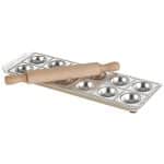 BY ORDER RAVIOLI MOULD 12 ACTIVITIES WOODEN ROLLING PIN AND STAMP ALUMINIUM 5.5X5.5CM IMPERIA