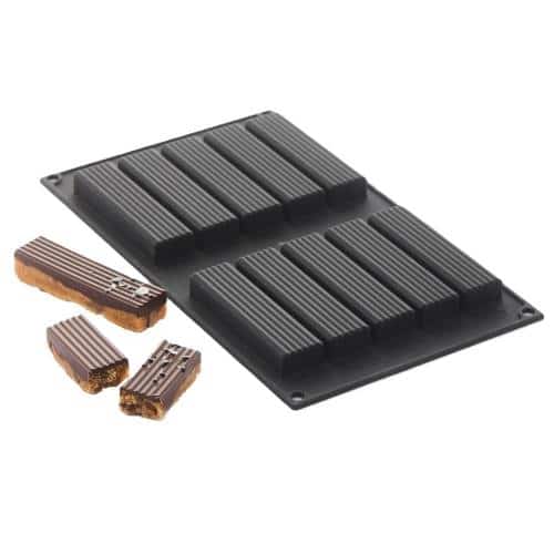 PBP-MAR-30SIL521.jpg BY ORDER SILICONE MOULD 30X17.5CM SINGLE PORTION 10 X WIGGLE 10X2.5X1.5CM 3.7CL MARTELLATO ITALY - Image 1