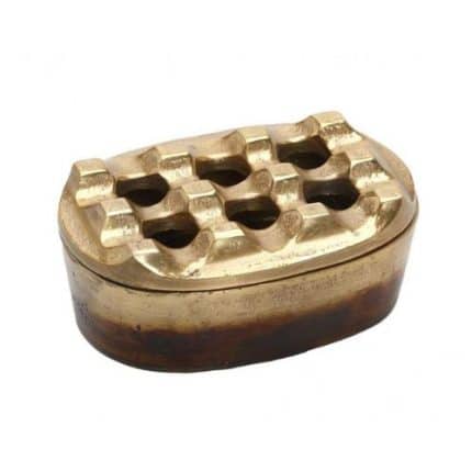 ASHTRAY WINDPROOF ALUMINIUM COLOR BRONZE ANTIQUE 11X8X5CM ESPIEL
