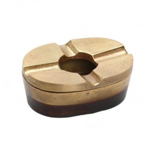 TAB-ESP-FLA215.jpg ASHTRAY WINDPROOF ALUMINIUM COLOR BRONZE ANTIQUE 11X8X5CM ESPIEL - Image 1