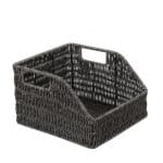 RATTAN BASKET GREY SQUARE WITH HANDLES 25X23X15CM ESPIEL