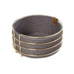BREAD BASKET ROUND ROB GREY WITH METAL FRAME 21X10CM ESPIEL