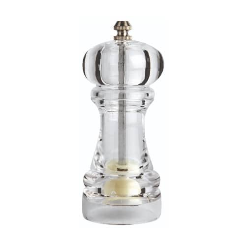 TAB-GTS-23-0793.jpg MILL ACRYLIC PLASTIC CLEAR ROUND SALT/PEPPER 19CM GTSA - Image 1
