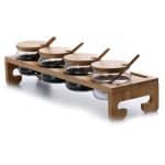 BY ORDER DISPLAY STAND BAMBOO WOOD WITH 4 JARS 8.8X6CM 40X7CM GTSA