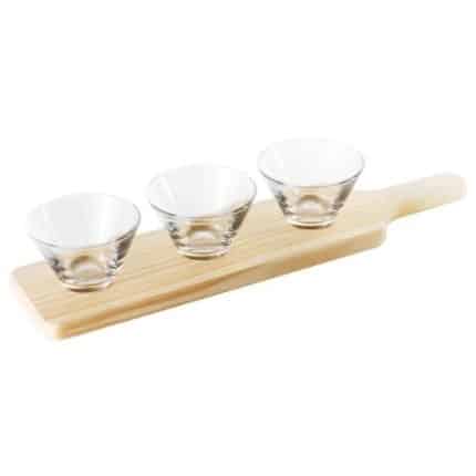 WOOD / GLASS TASTING DESSERT SET 45X11X1.8CM - 4PCS PADERNO