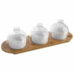 WOOD / CERAMIC TASTING DESSERT SET 38X12X1CM -  7PCS PADERNO