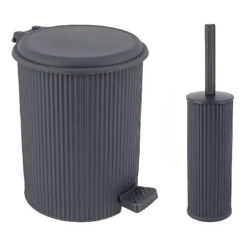 APA-VIO-N521BLCK.jpg DOMESTIC BATHROOM NOSTALGIA SET PLASTIC PEDAL BIN 5L WITH TOILET BRUSH COLOR BLACK VIOSARP - Image 1