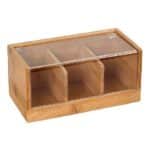 BAMBOO BOX 3 COMPARTMENTS WITH WINDOW ACRYLIC 22X10X13CM ESPIEL