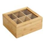 BAMBOO TEA BOX 6 COMPARTMENTS WITH WINDOW ACRYLIC 22X20X9CM ESPIEL