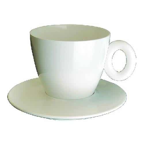 BWC-MEP-230593P.jpg BY ORDER ACRYLIC TEA CUP AND SAUCER 25CL WHITE MEPRA ITALY - Image 1