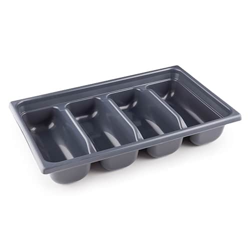 CLE-MOB-86-GRI.jpg CUTLERY BOX 4 COMPARTMENT PLASTIC PP GREY MP ITALY 71-0072 - Image 1