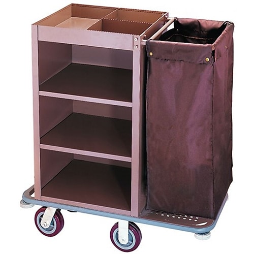 CLE-RNT-2106.jpg BY ORDER - HOUSEKEEPER TROLLEY CANVAS BROWN 83X42X112CM UNIQUE - Image 1