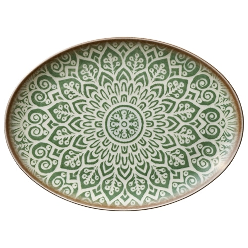 CRO-HAS-032232-000401.jpg BY ORDER - SOULMATE JADE PORCELAIN OVAL PLATE COUPE 32X23.5CM HEART SOUL by BAUSCHER GERMANY - Image 1