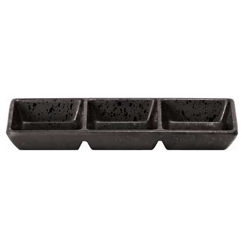 CRO-JBE-E183.jpg MELAMINE MORLEOS GOMA TIP BOWL SQUARE TRIPLE 21.5X7.4CM BLACK JBEUROPE - Image 1